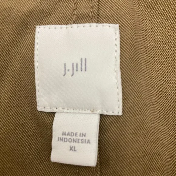 J. Jill Hooded Anorak Jacket XL Olive Green Utility Coat Cinched Cotton Lyocell - Picture 13 of 16